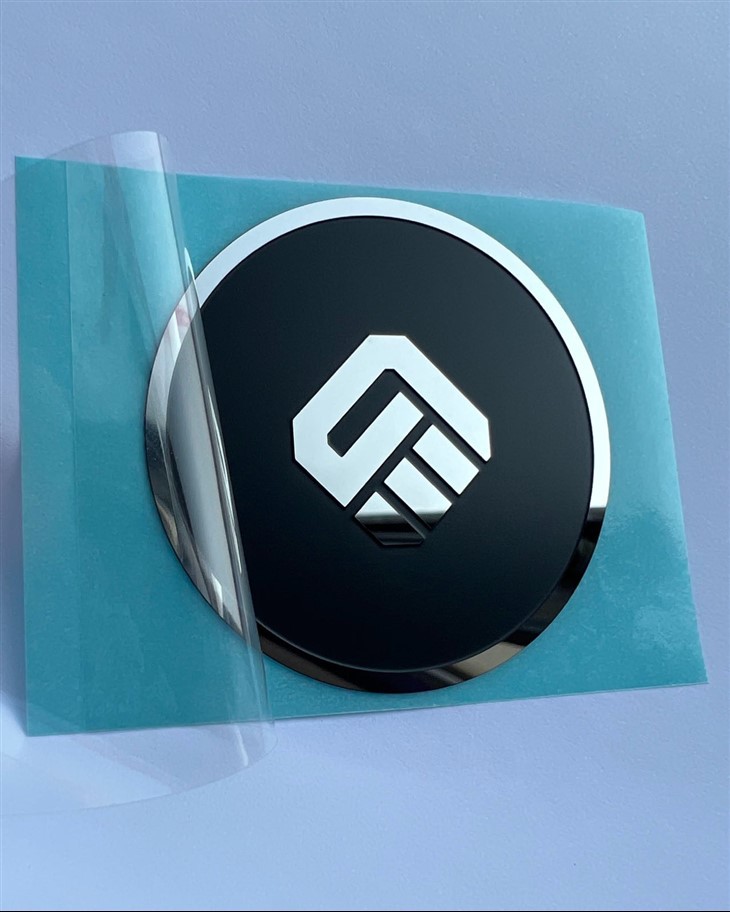 chrome logo sticker